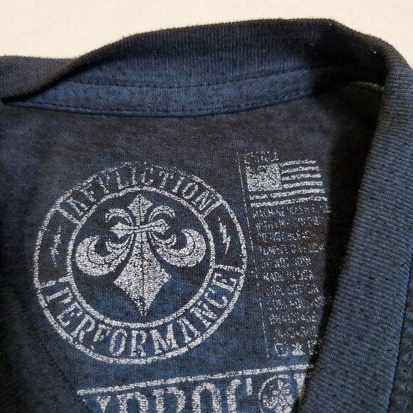 Affliction Shirt Size S Blue Hydrocore Performance Skull Graphic Made USA Mens - Picture 8 of 8